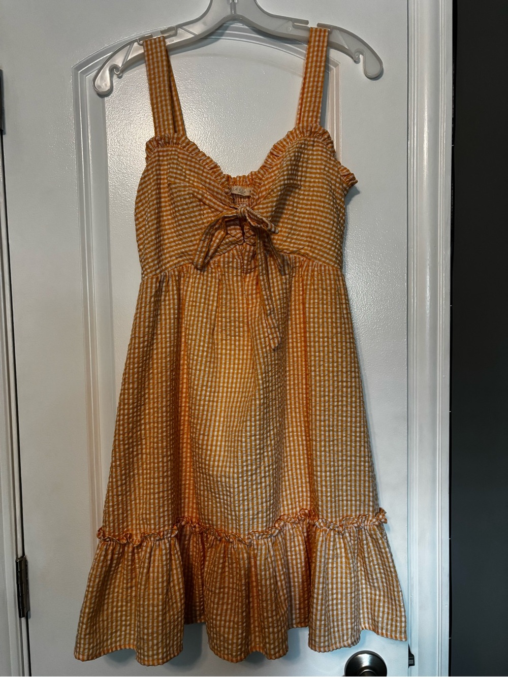 Illa Illa Gingham Tie-Front Sundress in Mustard Yellow size small